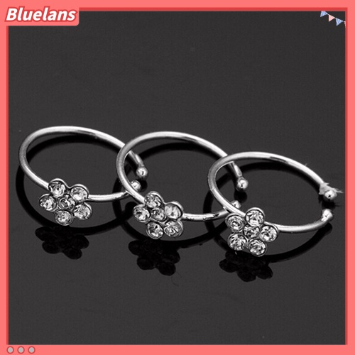 Bluelans Small Thin 5 Rhinestones Flower Nose Hoop Stud Ring Body Piercing Jewelry