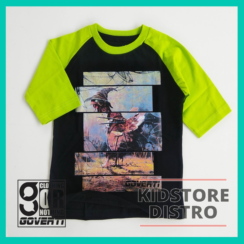 Kaos Anak Raglan Lengan 3/4 Branded Distro Goverti Terbaru Cotton 24s Reglan