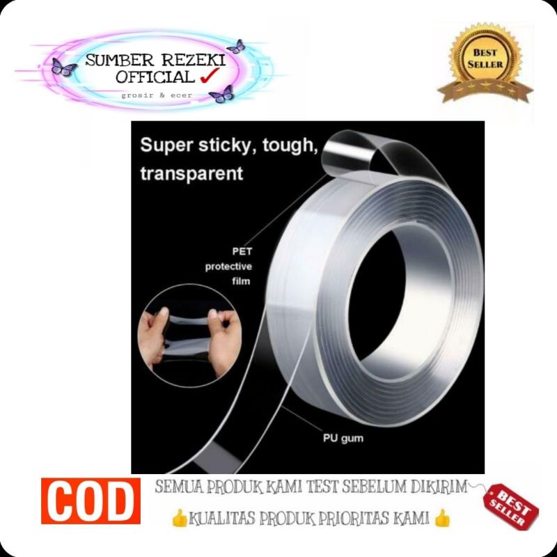 

SR - Double tape super kuat magic tape isolasi bening transparan 1 meter / 3 meter dan 5 meter nano solatip serbaguna