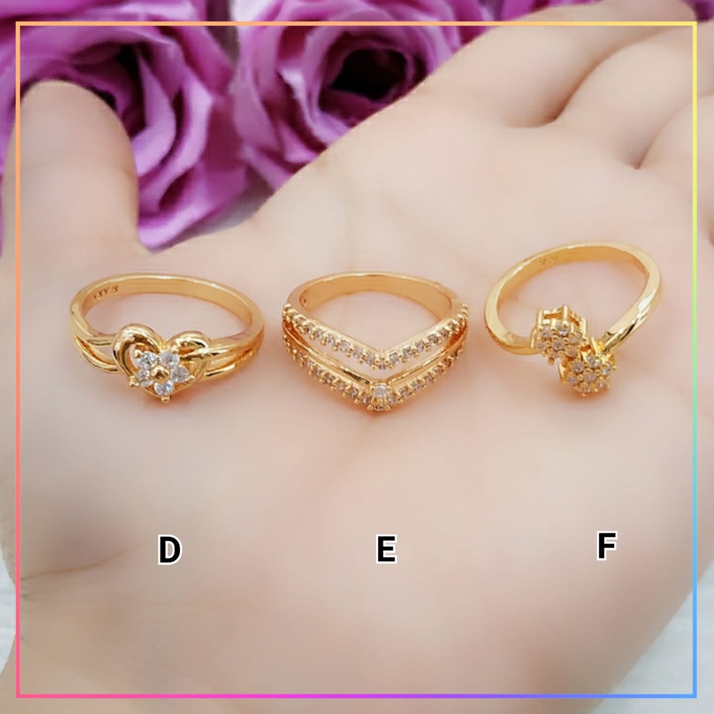 Cincin xuping cincin dewasa spiral daun permata perhiasan lapis emas gold A167