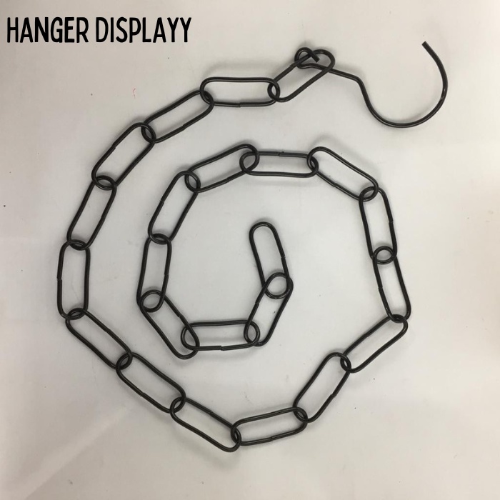 Hanger Rantai Besi Warna Hitam Gantungan Baju Rantai Ring Untai Gantungan Besi Hanger Rantai Besi Distro Display Black