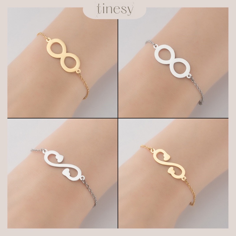 TINESY - Gelang Titanium Wanita / Gelang Gold Silver Rosegold / Gelang Infinity / Gelang 8 delapan /
