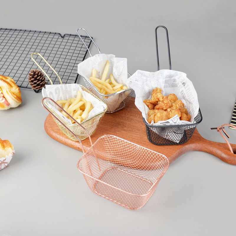 MINI FRYER BASKET KERANJANG SAJI FRENCH FRIES STAINLESS / KERANJANG MINI HOLDER KENTANG GORENG