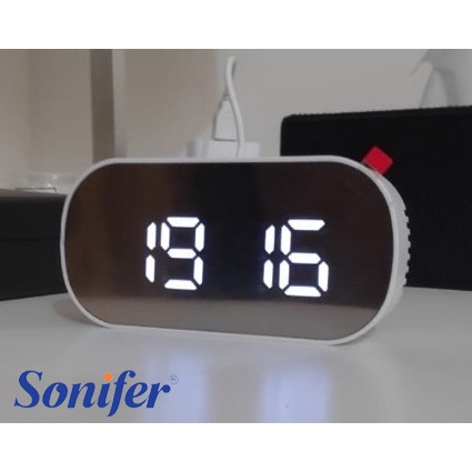 Jam Meja Digital Alarm LED Mirror Clock SONIFER