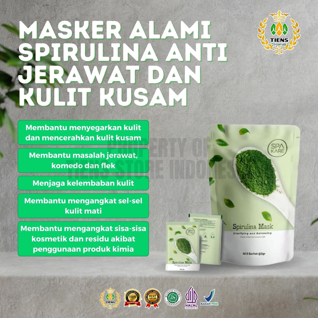 SPAKARE SPIRULINA MASK TIENS MASKER WAJAH ORIGINAL NEW PRODUK SPA KARE SPRILUNA SPRILULINA SPIRULIA 