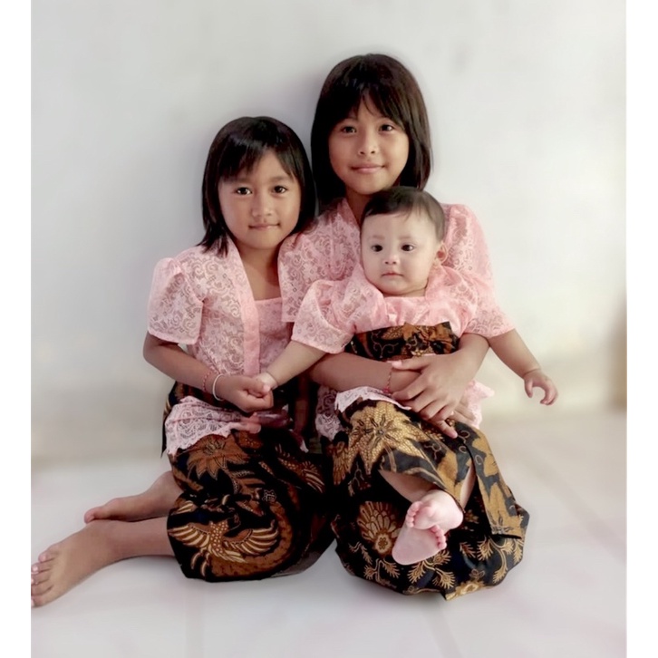 Setelan kebaya anak balita sampai tanggung modern (kebaya anak + kamen jadi + obi)