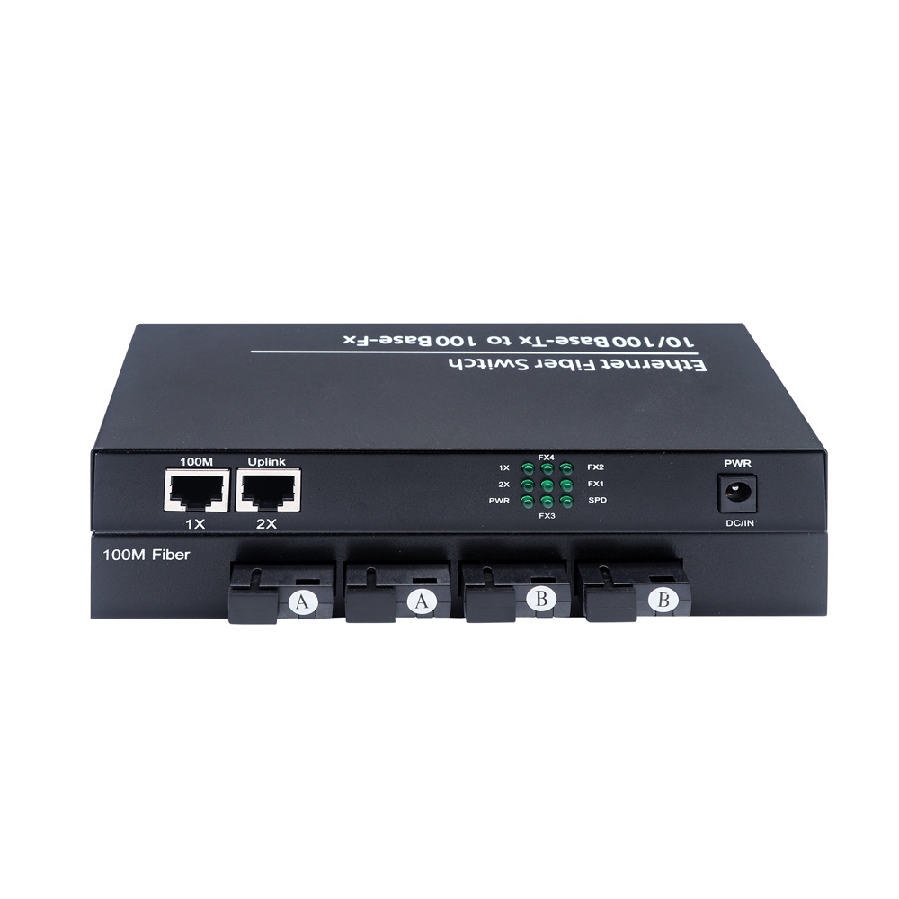 Modul Media Converter Switch Fiber Optic Optik 100m 4 port SC 2 port RJ 45