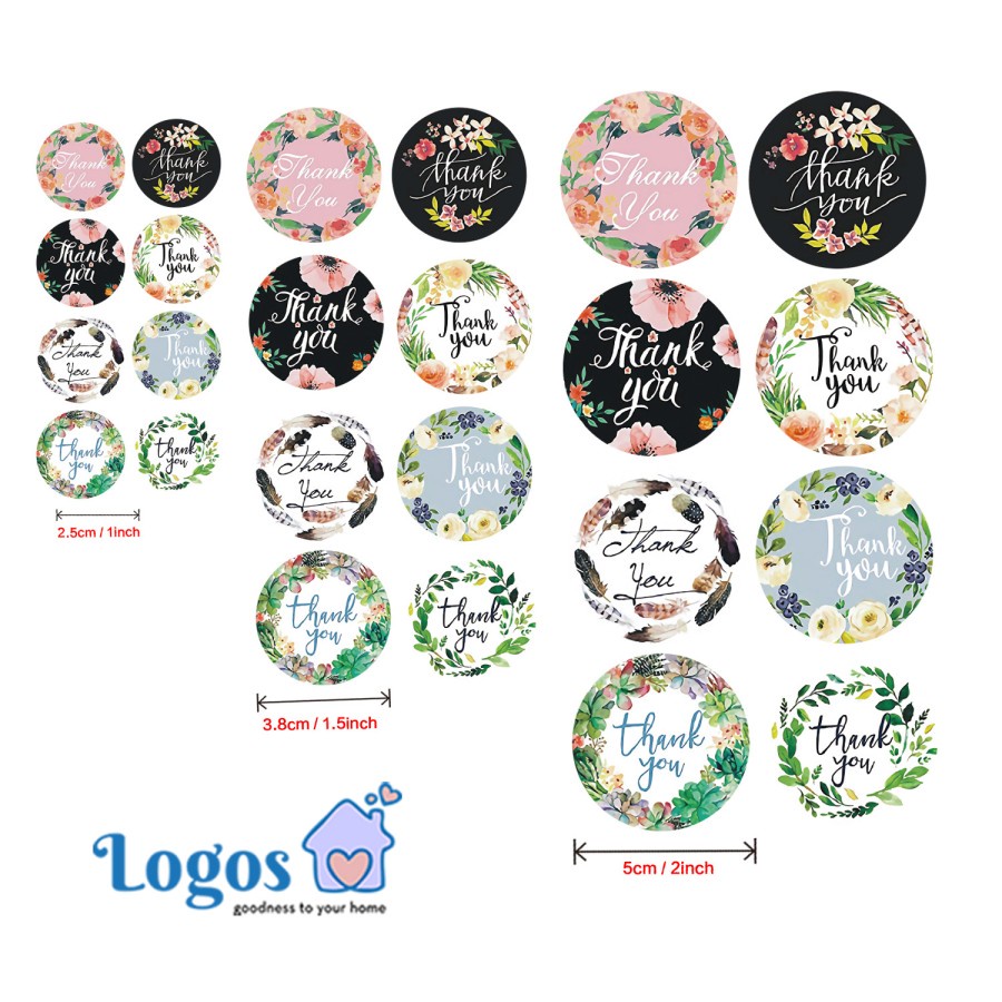 

Thank You Round Sticker Flower Stiker bulat Gift Label Hangtag package