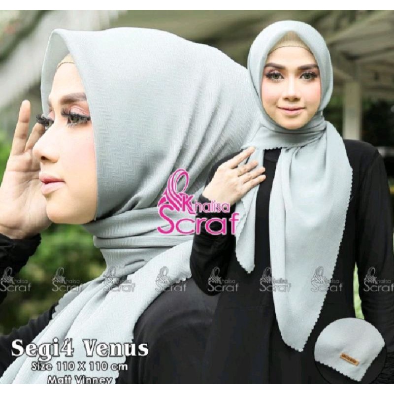 [ily] Hijab Segi Empat lasrcut Potton Tribal Khalisa Scarf Ready Makassar Murah