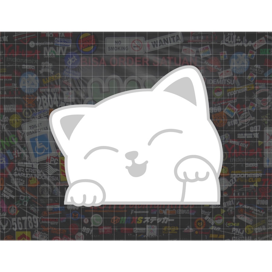 Cutting Sticker Kucing Cute 16 Cm Untuk Mobil
