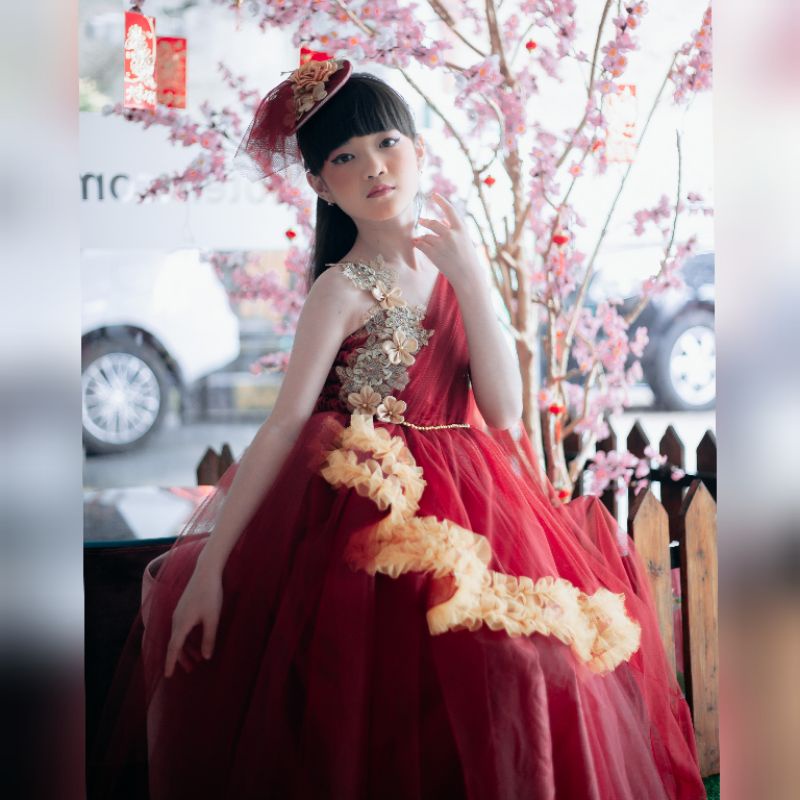 Dress pesta anak Quila mewah mekar / gaun ulang tahun anak cantik Baju Fashion show Aqilla rok tutu 