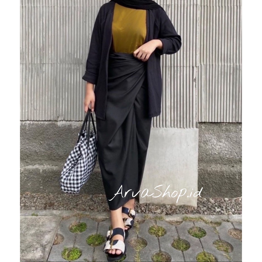 Satin Wrap Skirt | Rok Lilit Satin_ArvaShop.id