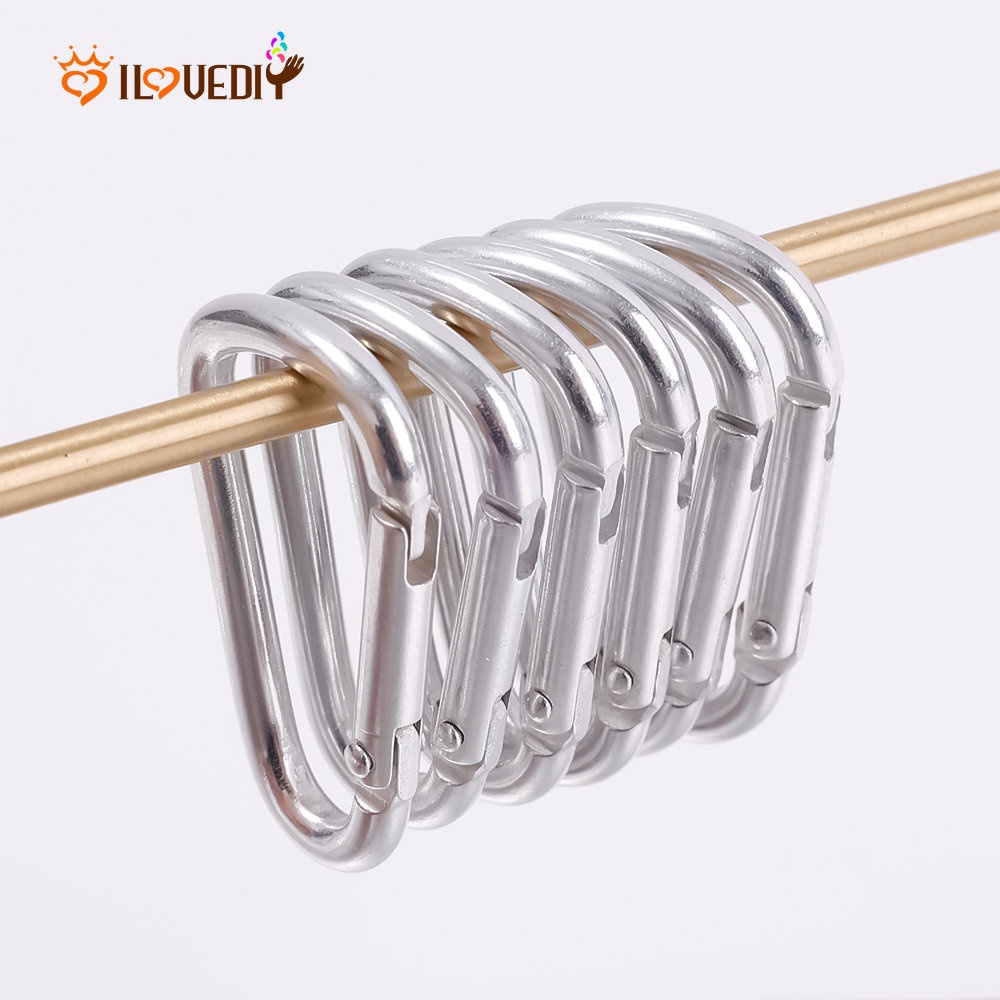 1 Pc Gantungan Kunci Carabiner Mini Bentuk D Bahan Aluminum Alloy Warna Silver Untuk Rumah