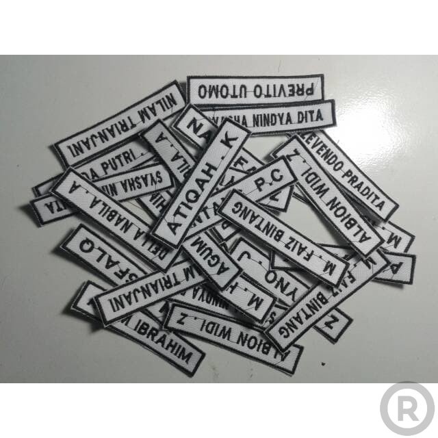 

Atribut Bordir Papan Nama / Name Taq / Badge / Bed Seragam Bordir Nama Custom