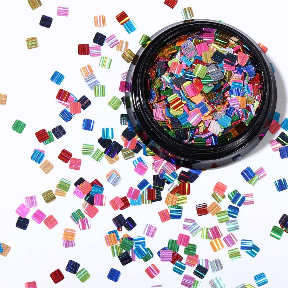 Mxbeauty 3D Stiker Kuku Fashion Shiny Butterfly Manicure Persegi Panjang Nail Art Ornamen Nail Paillettes Set