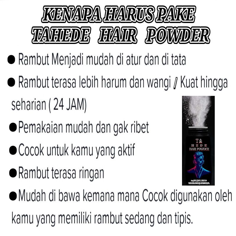 HAIR POWDER TAHEDE PREMIUM + Gratis Sisir [HAIR STYLING]