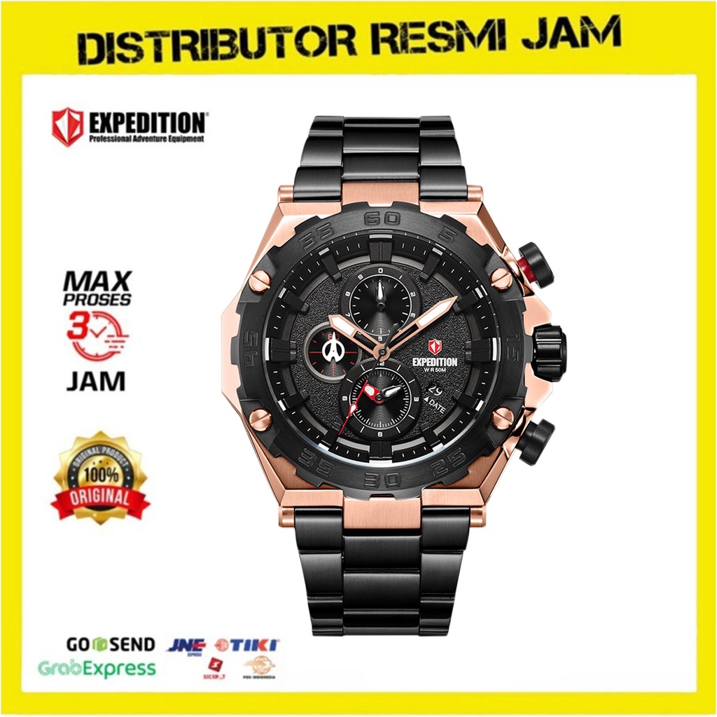 Jam Tangan Pria Expedition E 6797 MC E6797 MC Black Rosegold