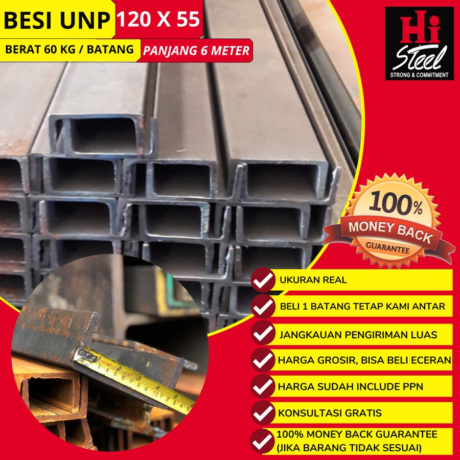 Besi UNP 120 X 55 X 3.8mm X 6m