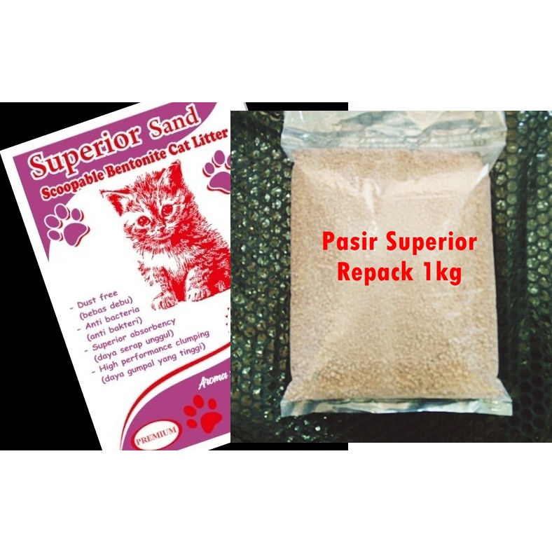 Pasir Kucing Superior 1kg Gumpal Wangi Kekuatan Gumpal Super Repack