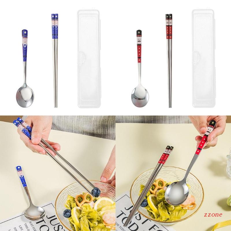 Zzz Set Sendok + Garpu + Pisau Bahan Stainless Steel Reusable Untuk Natal