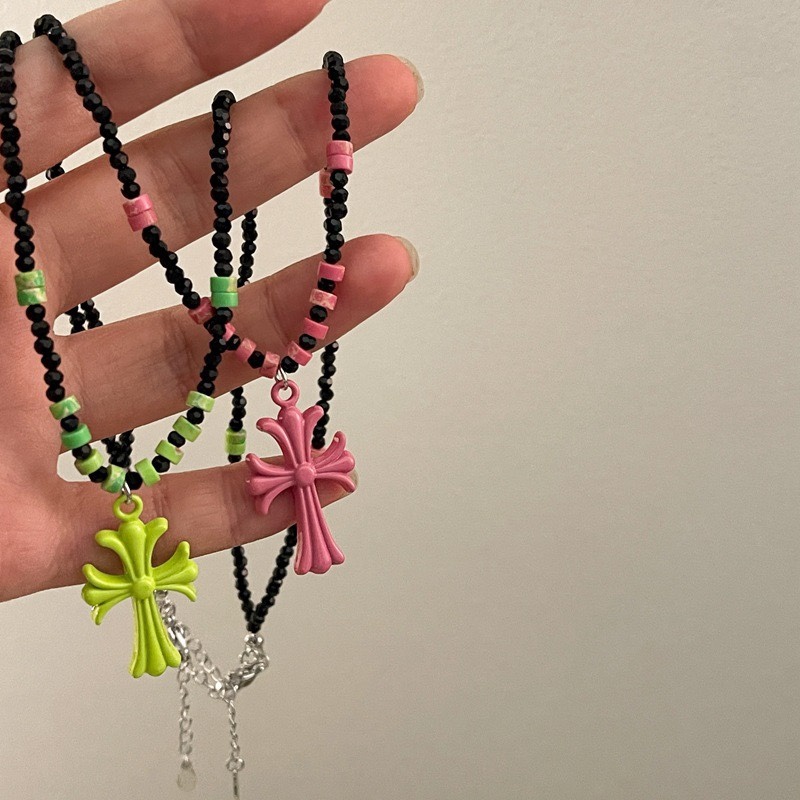 Kalung Rantai Liontin Salib Gaya Vintage Harajuku Untuk Wanita