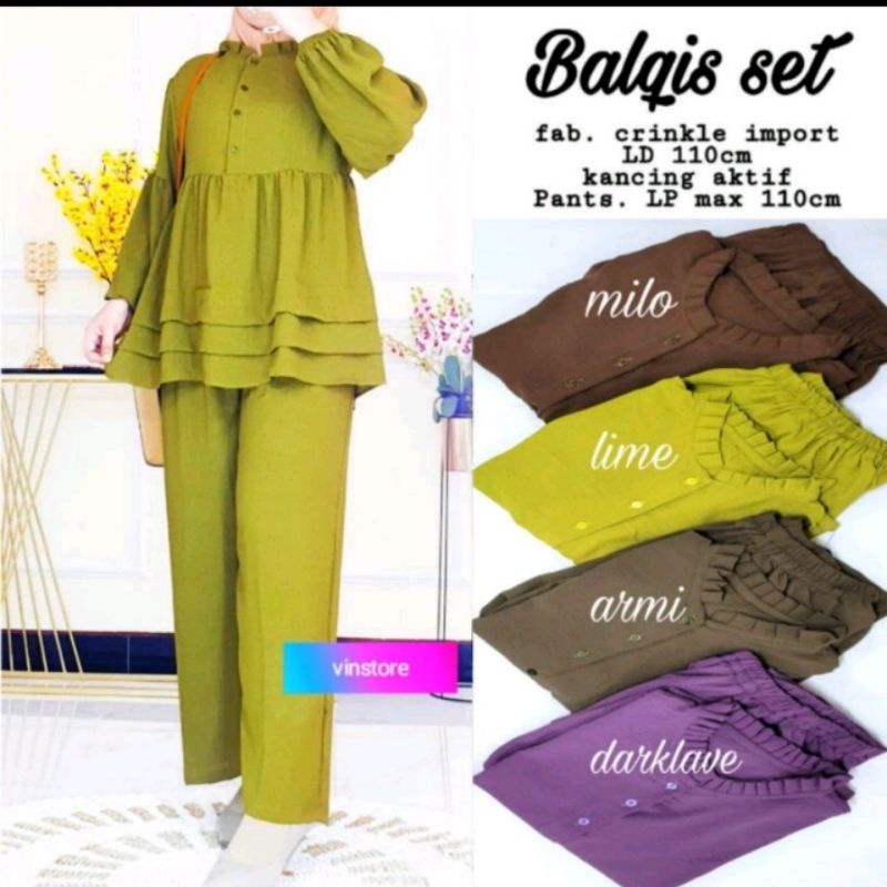 BALQIS SET//Stelan Allsize Model Umpak Cringkle Airflow