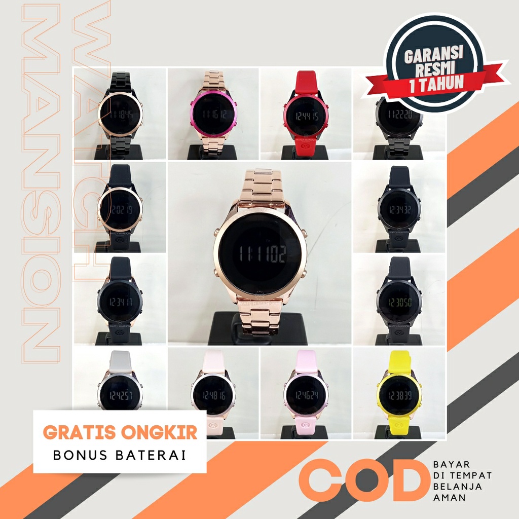 JAM TANGAN WANITA ALEXANDRE CHRISTIE 9363 AC9363 DIGITAL STAINLESS STEEL / RUBBER STRAP ORIGINAL GAR