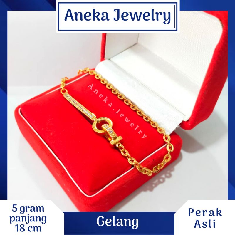 Gelang Fashion Cor Mata², Perak 925, Sepuh Emas Kuning