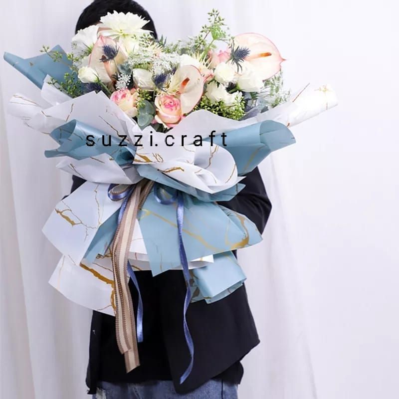 

ECER kertas buket chellopane marble wrapping paper flowers (MINIMAL 10 PCS)