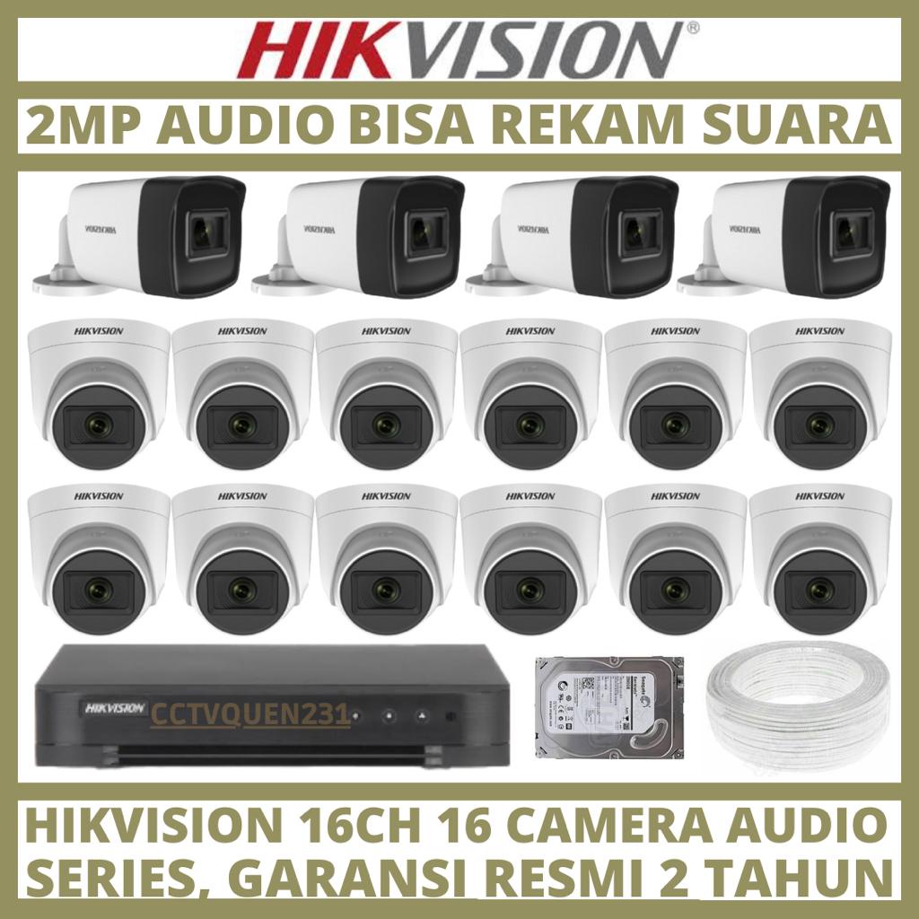 PAKET CCTV HIKVISION AUDIO SERIES 2MP 16 CHANNEL 16 KAMERA TURBO HD CAMERA CCTV