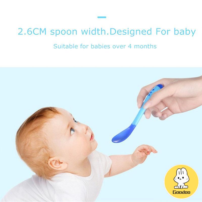 Sendok Makan Bayi / Sendok Garpu Sensor Panas Silikon / Peralatan Makan Bayi -Doo