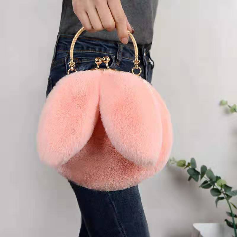 TAS TELINGA KELINCI SELEMPANG BULU WANITA KOREA WANITA LUCU GEMOY RABBIT EAR CUTE BAG Tas Lembut Lucu Korean Style Tas Selempang Wanita Handbag Cute Imut Rabbit Ear