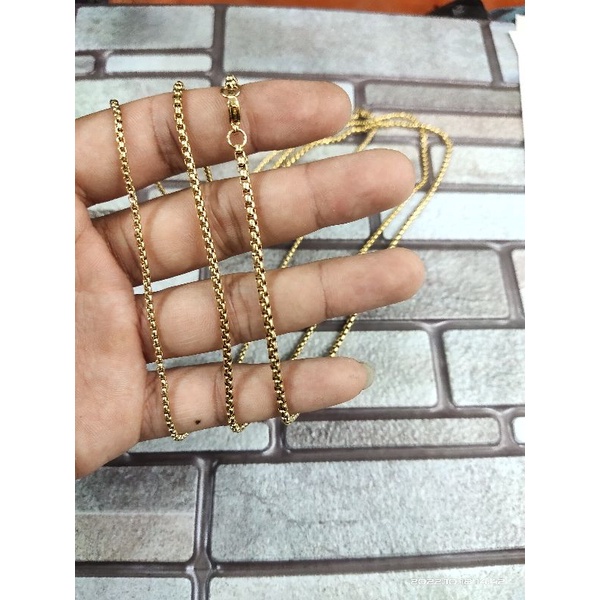 Termurah!!!! Kalung titanium / stainless motif Itali bulat warna gold tidak karat panjang 50cm