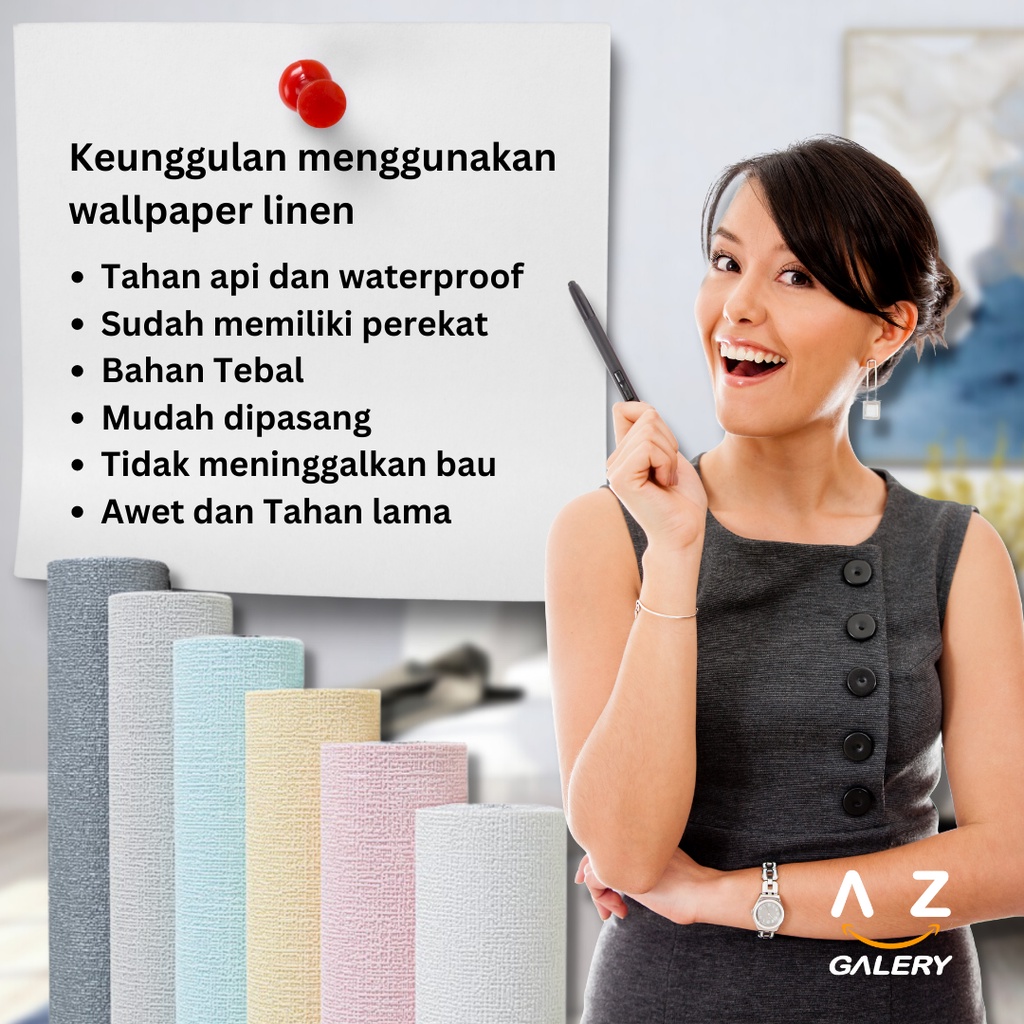 Wallpaper Linen Roll  3D XPE FOAM | Wallpaper Dinding | Dekorasi Kamar Tidur Aesthetic | Sticker dinding 50 x 300 cm | Azgalery WP05, WP06, WP07