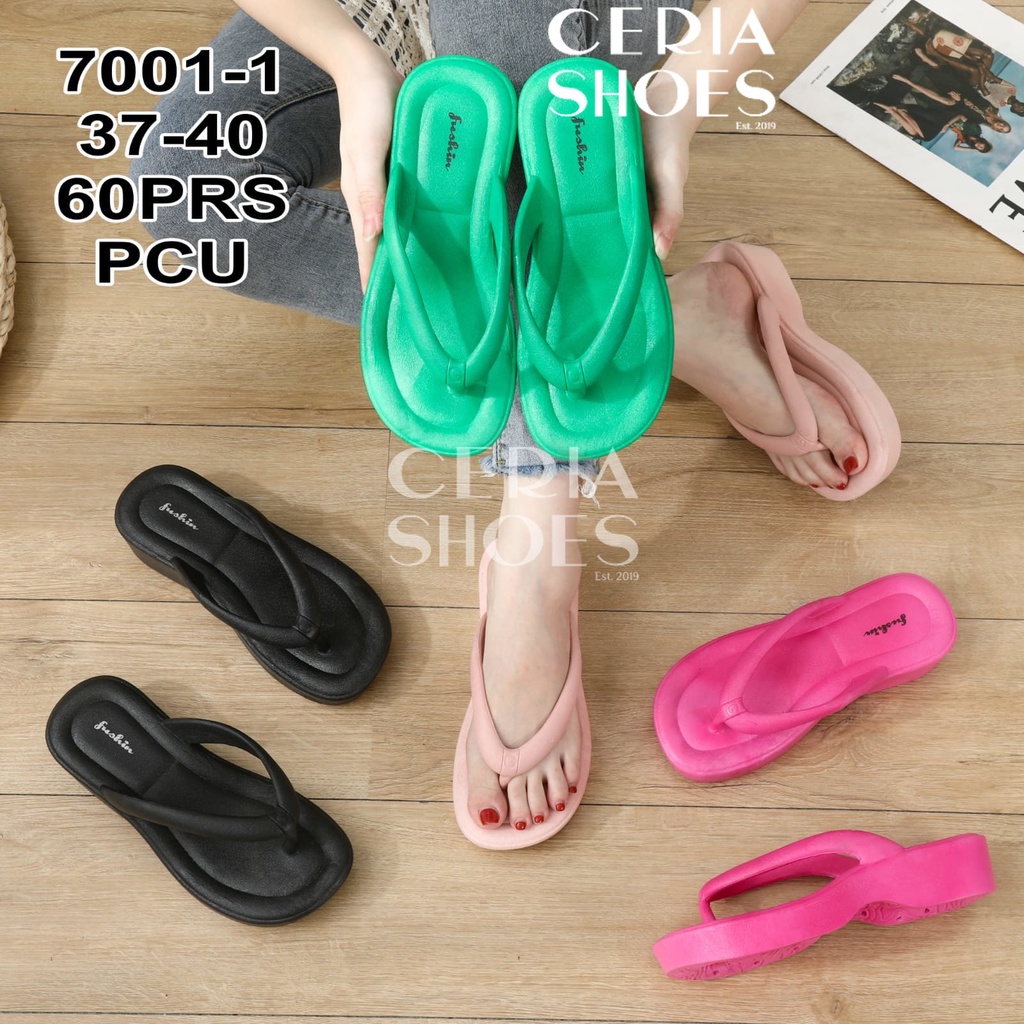 PCU Sandal Jepit Wanita Platform Wedges Import Karet Rubber PCU Anti Slip Karet Empuk 701