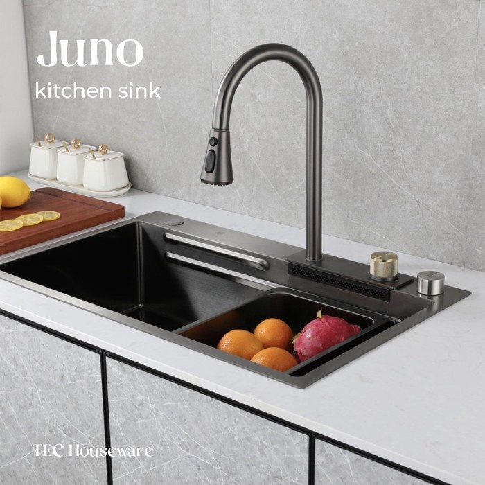 Kamar Mandi TecJuno Kitchen Sink Stainless 304 Faucet Sink Minimalist