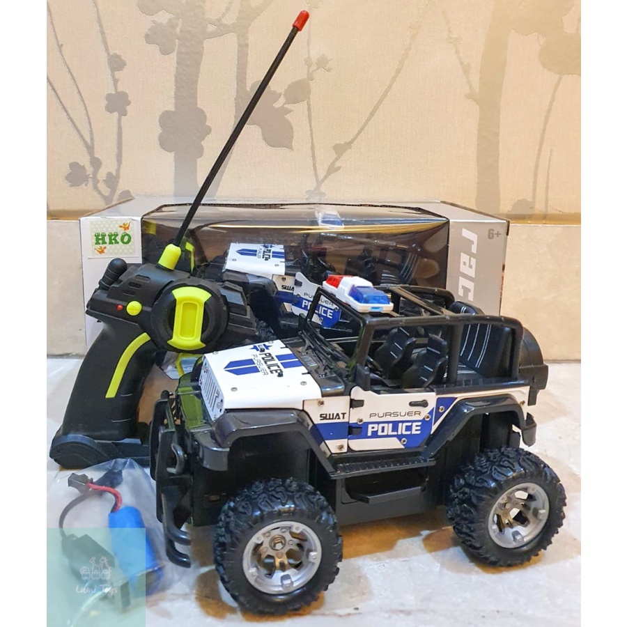 Mainan RC Remote Control Jeep Truck Metal Police Car Charge SL218A