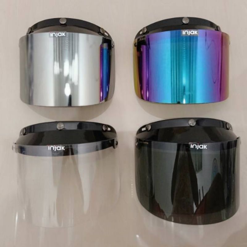 Visor flat / kaca datar Helm Bogo / retro warna Smoke Pelangi silver