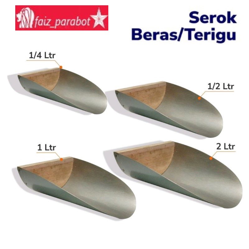 Serok Sekop Beras /Terigu/Gula Set/Galpanis Gagang Kayu