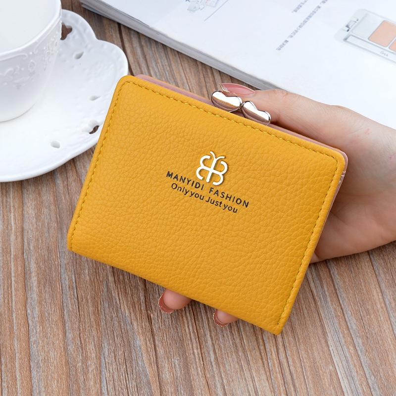 DOMPET LIPAT WANITA IMPORT KECIL KULIT KUNING MANYIDI SONARO WA588Y1 MINI SLOT UANG KOIN PENDEK KEKINIAN FASHION KOREA SIMPLE KARTU CASUAL BRANDED REMAJA BATAM ORI