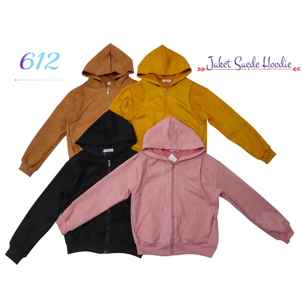 612 Jacket Suede / Jaket Suede Hoodie Polos Motif
