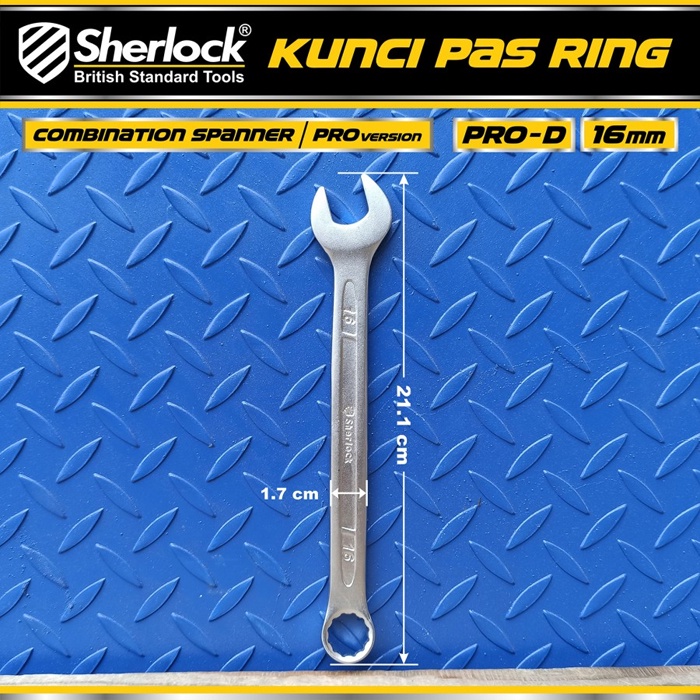 Kunci Pas Ring (Pro-D Series) uk. 16 mm Original Sherlock (1 Pcs)