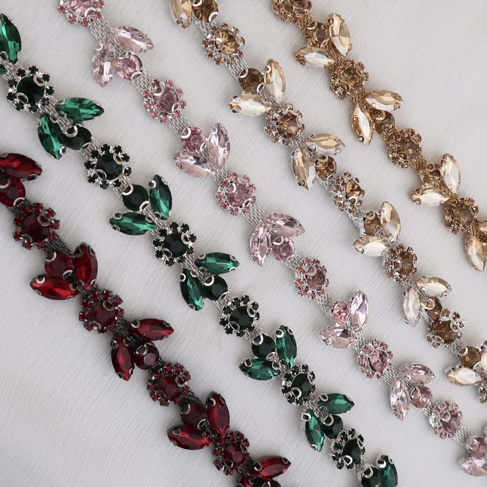 Payet Rangkai Ursula | Kristal Swarovski Cantik Mewah Import Jahit Tempel Fancy Bridal Rhinestone | 