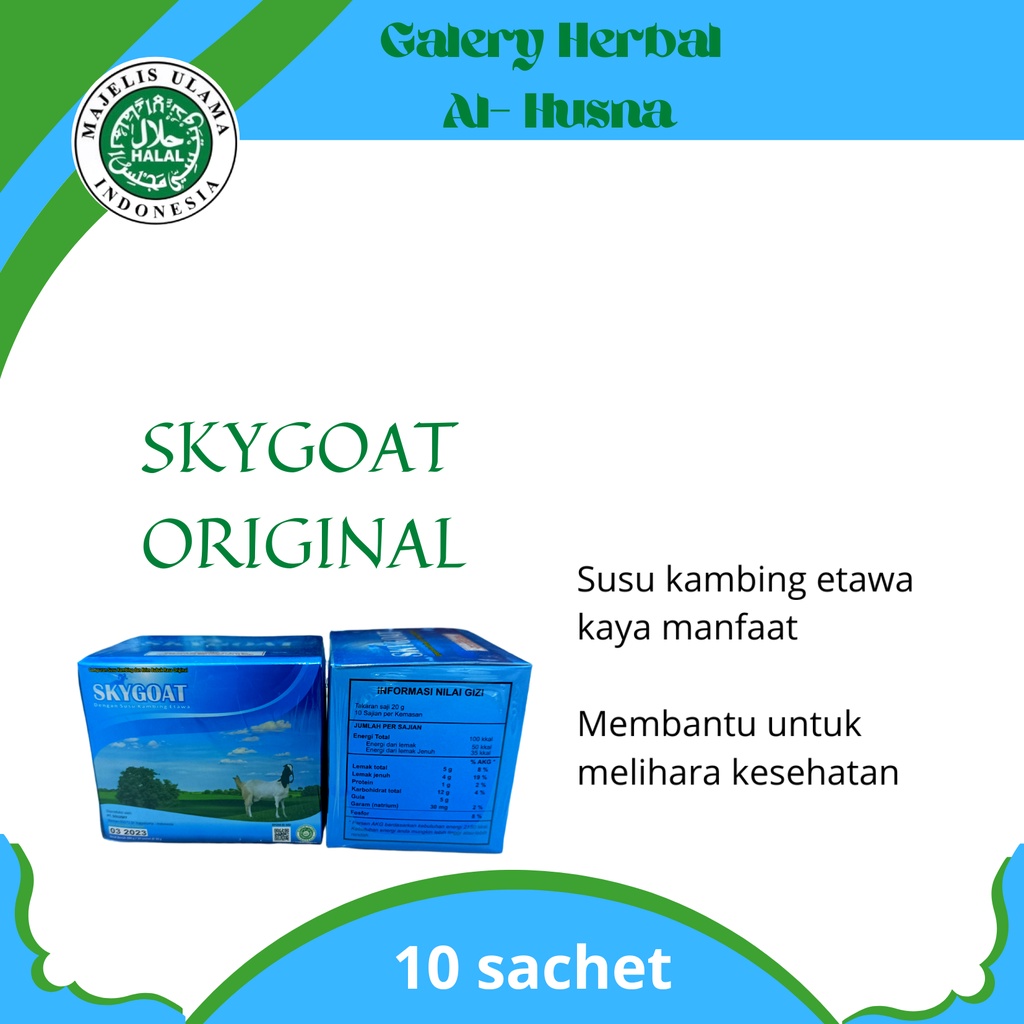 

Skygoat dengan susu kambing etawa rasa original(vanila) 10sachet @ 20g