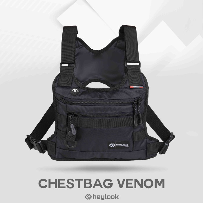tas pria CHEST BAG VENOM TAS DADA TACTICAL RIG BAG OUTDOOR HEYLOOK - Hitam original ransel punggung 