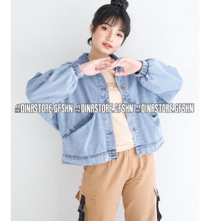 Chekout JAKET BAGGY JACKET JEANS OVERSIZE WANITA ORIGINAL KARET LENGAN BALON PREMIUM TERBARU TERMURA