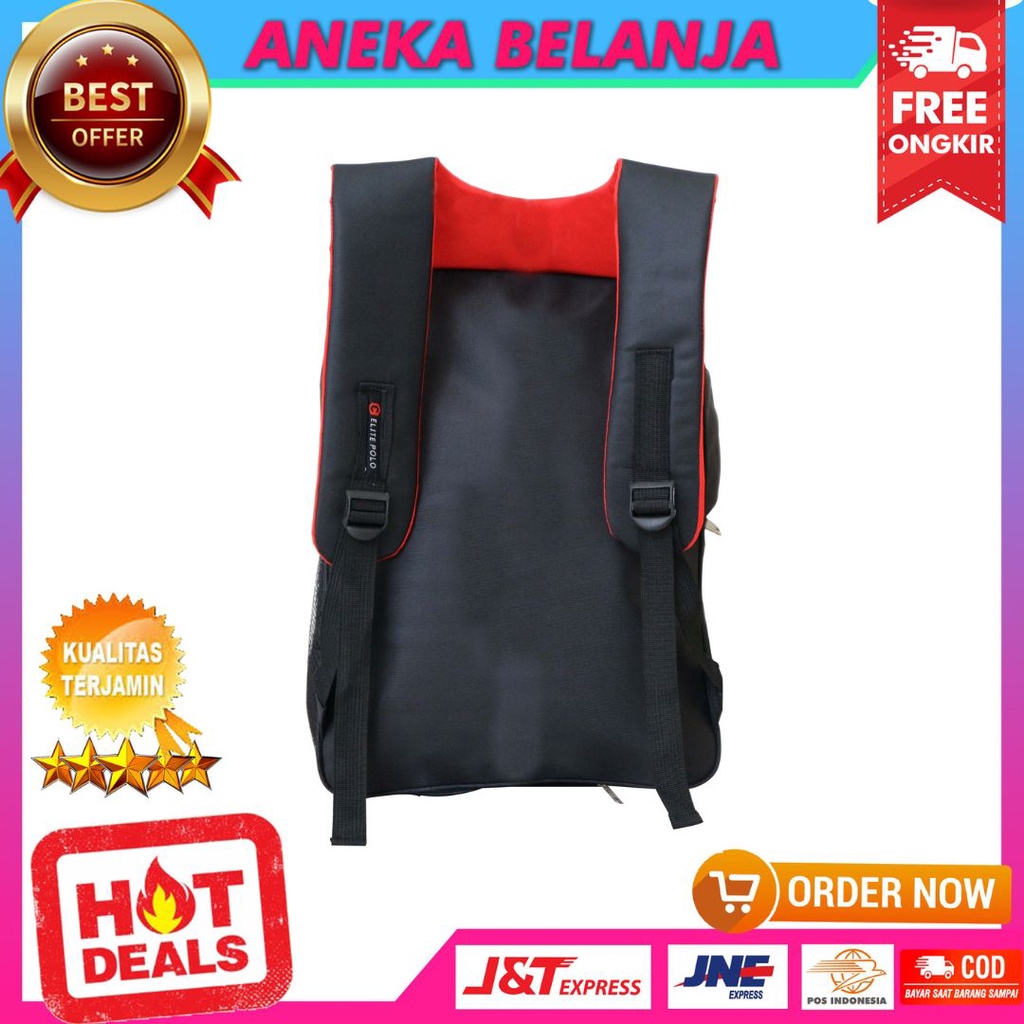 Ransel Pria Elite Polo Original Hitam Backpack Dinas Pemerintah Diklat Kantor Ecer Grosir Kuat Awet