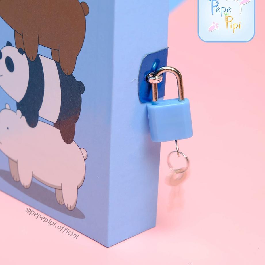 

(PROMO E9N43) Buku Diary WBB We Bare Bear Note Book Dengan Kunci Gembok Tebal ✼