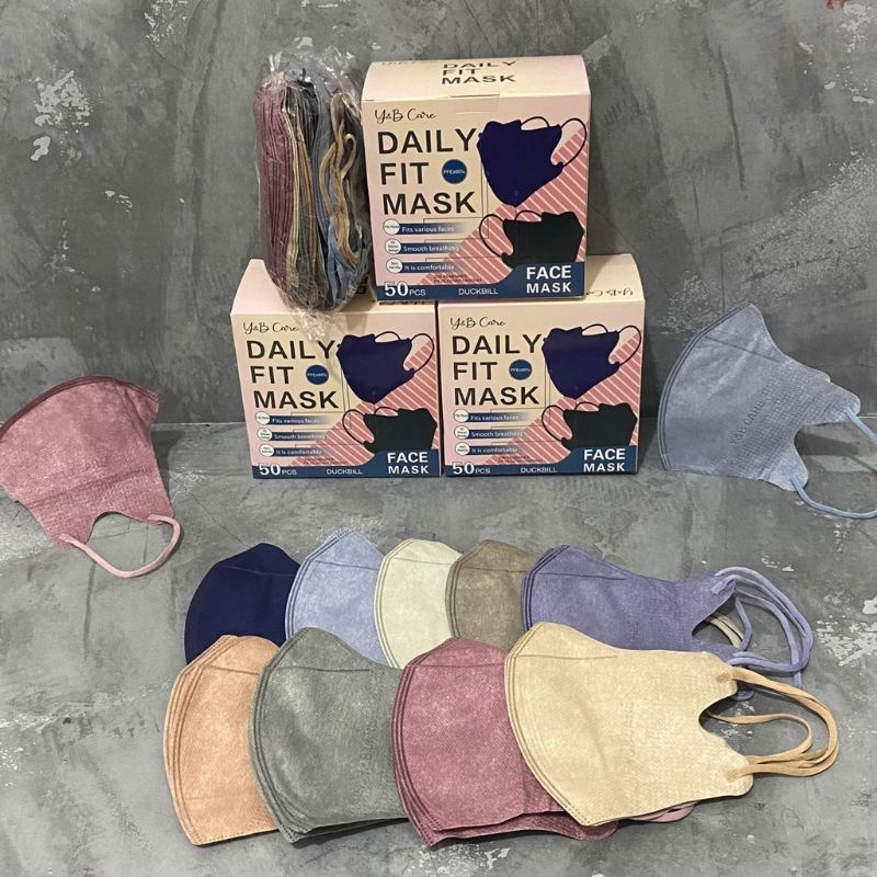 Masker Duckbill YNB mix warna isi 50pcs box | MASKER DUCKBILL Y&amp;B MIX WARNA