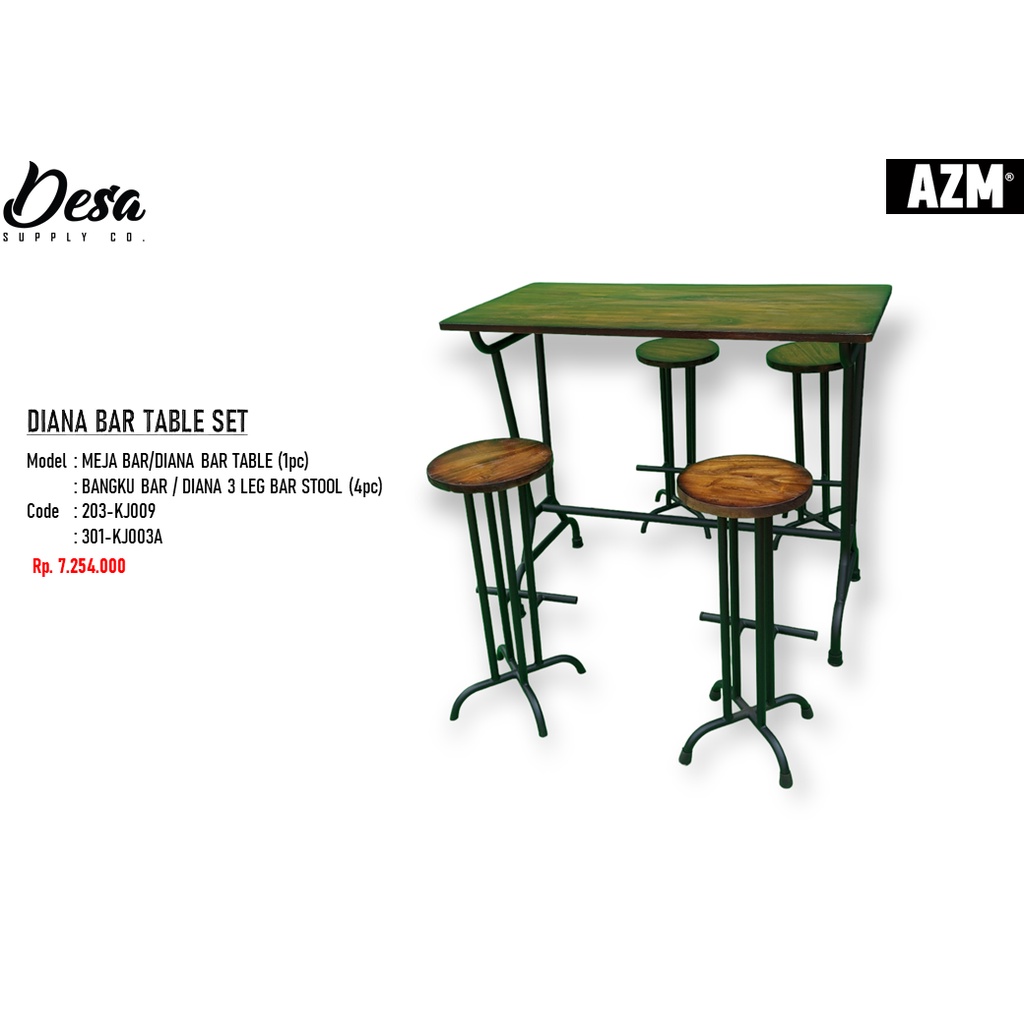 Meja Bar Table Set Industrial Furniture Interior Decor Diana Meja Set